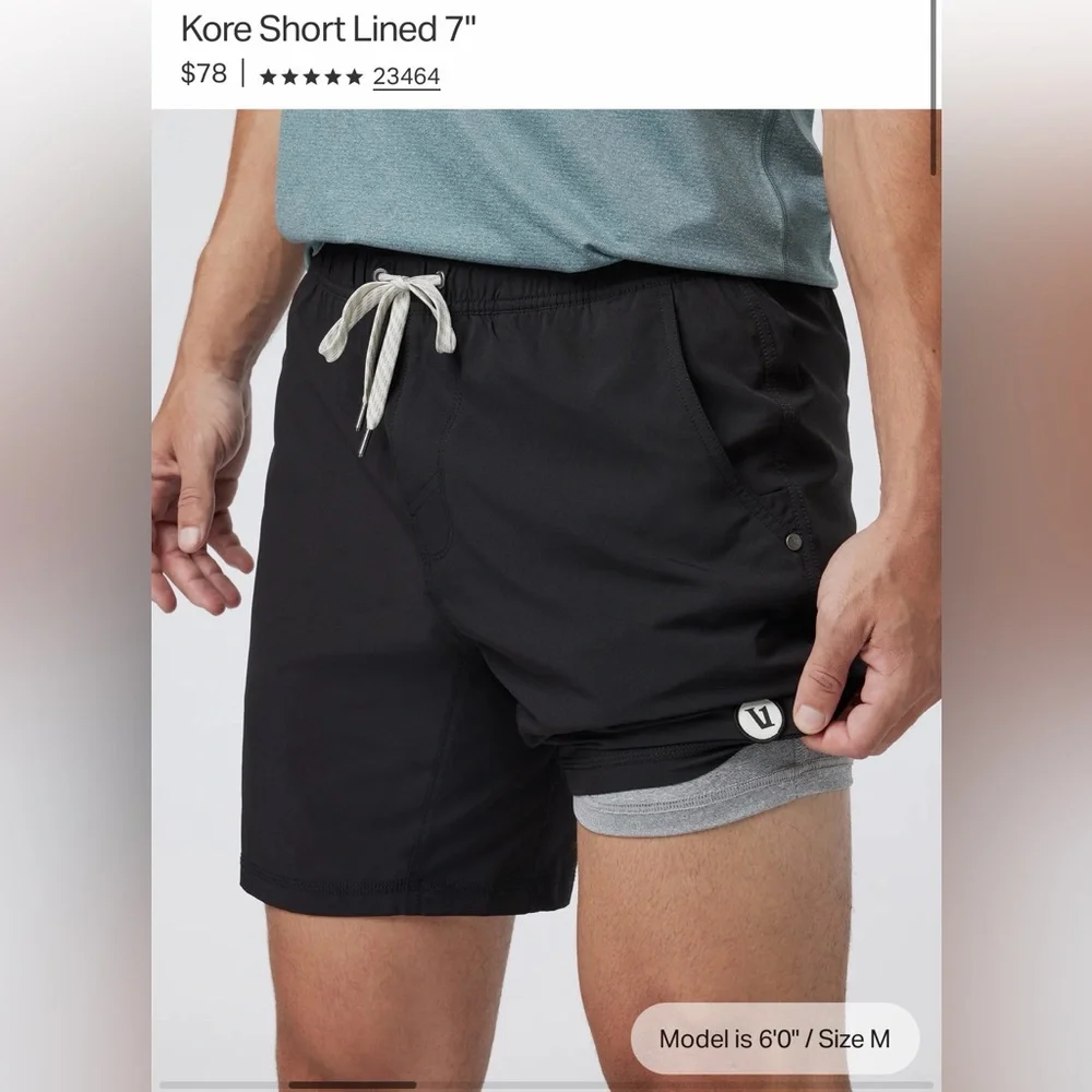 Vuori Kori Lined Shorts - 7” Inseam - Black - Picture 7 of 7